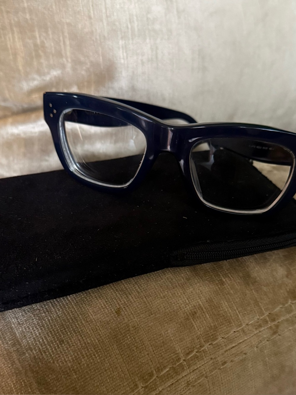 Celine CL 41732 Navy Blue Frames 51□21-145 w/Soft Suede Zip Case, Made in Italy